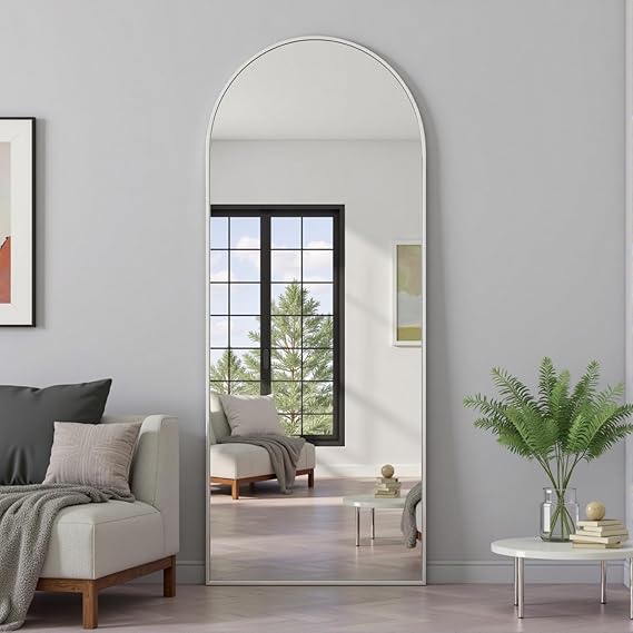 Arched Full Length Mirror 70x26 Gold Aluminum Frame