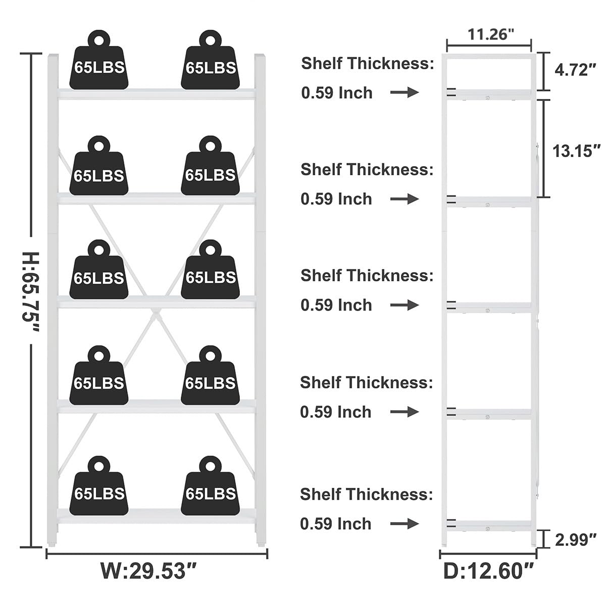 5 Tier Bookshelf Metal and Wood Etagere