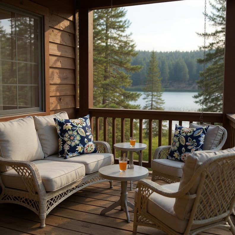 Sunbrella Square Throw Pillow Set of 4 - 20x20 Inch Outdoor Decorative Pillows