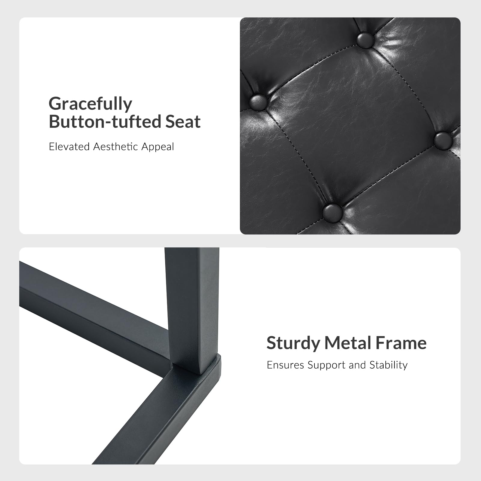 61" Faux Leather Bench with Metal Base