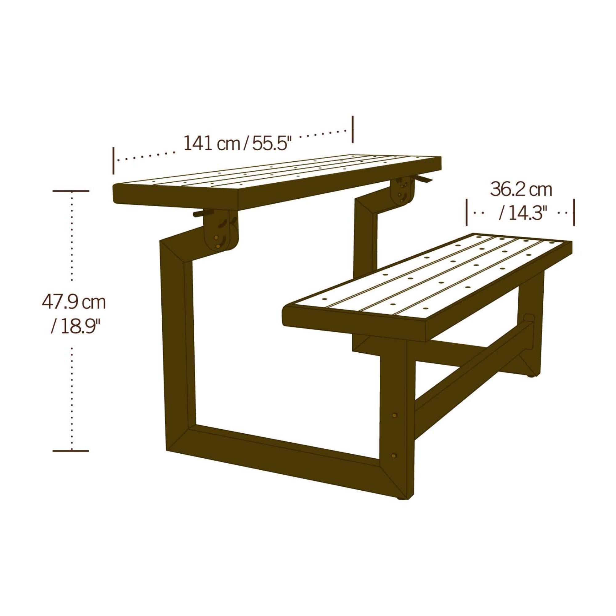 LIFETIME 60139 Outdoor Convertible Bench, 55 Inch, Mocha Brown