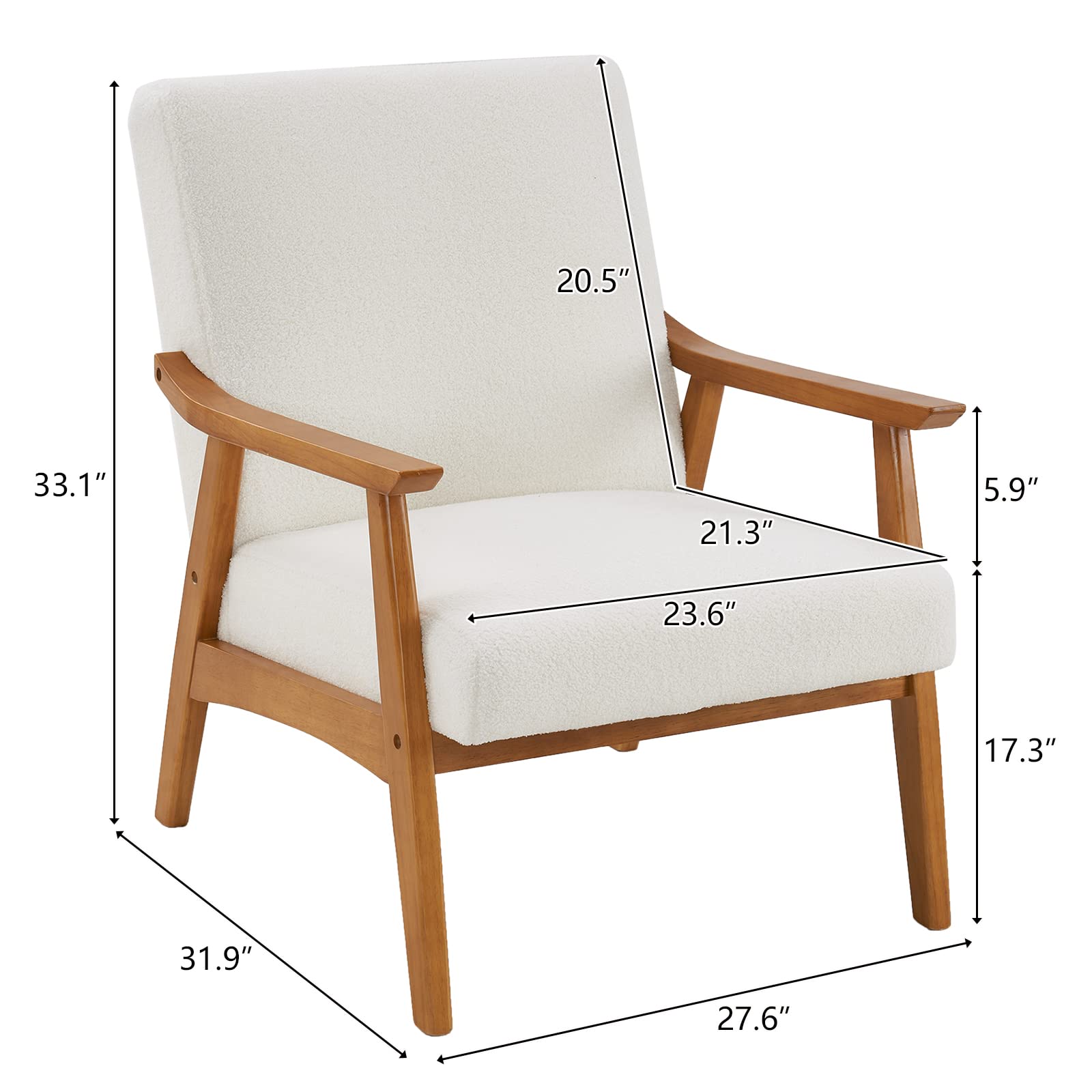 Mid-Century Accent Chair with Teddy Fleece