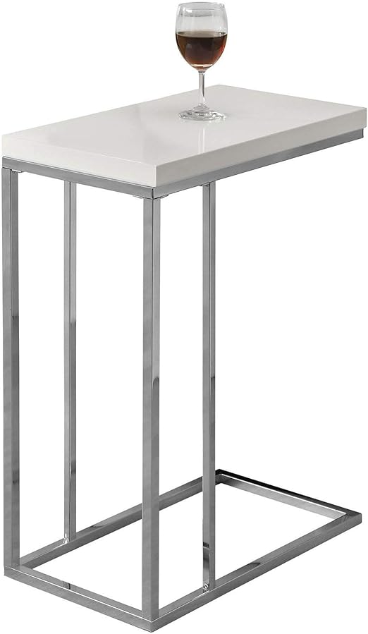 C-Shaped Accent Table with Chrome Base