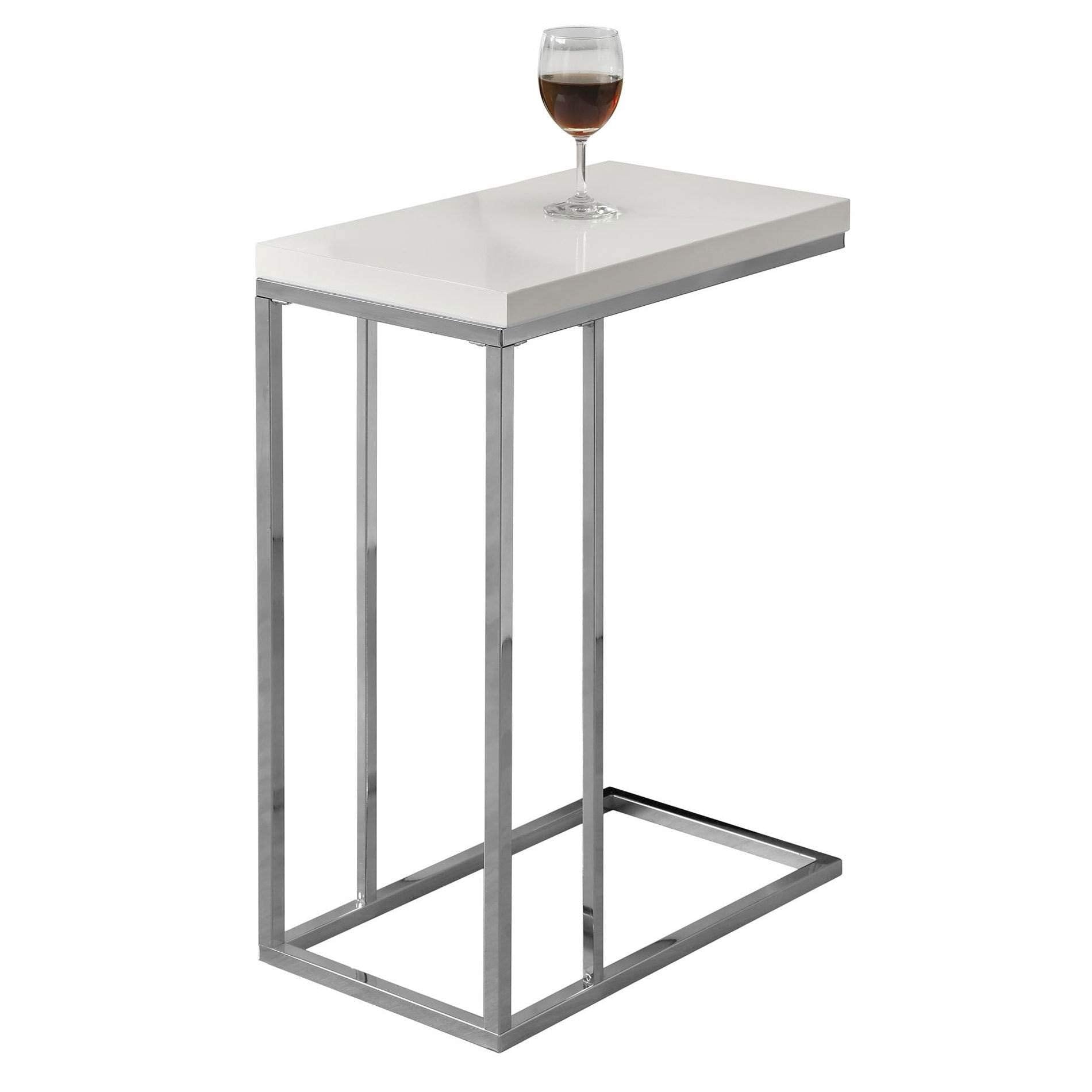 C-Shaped Accent Table with Chrome Base