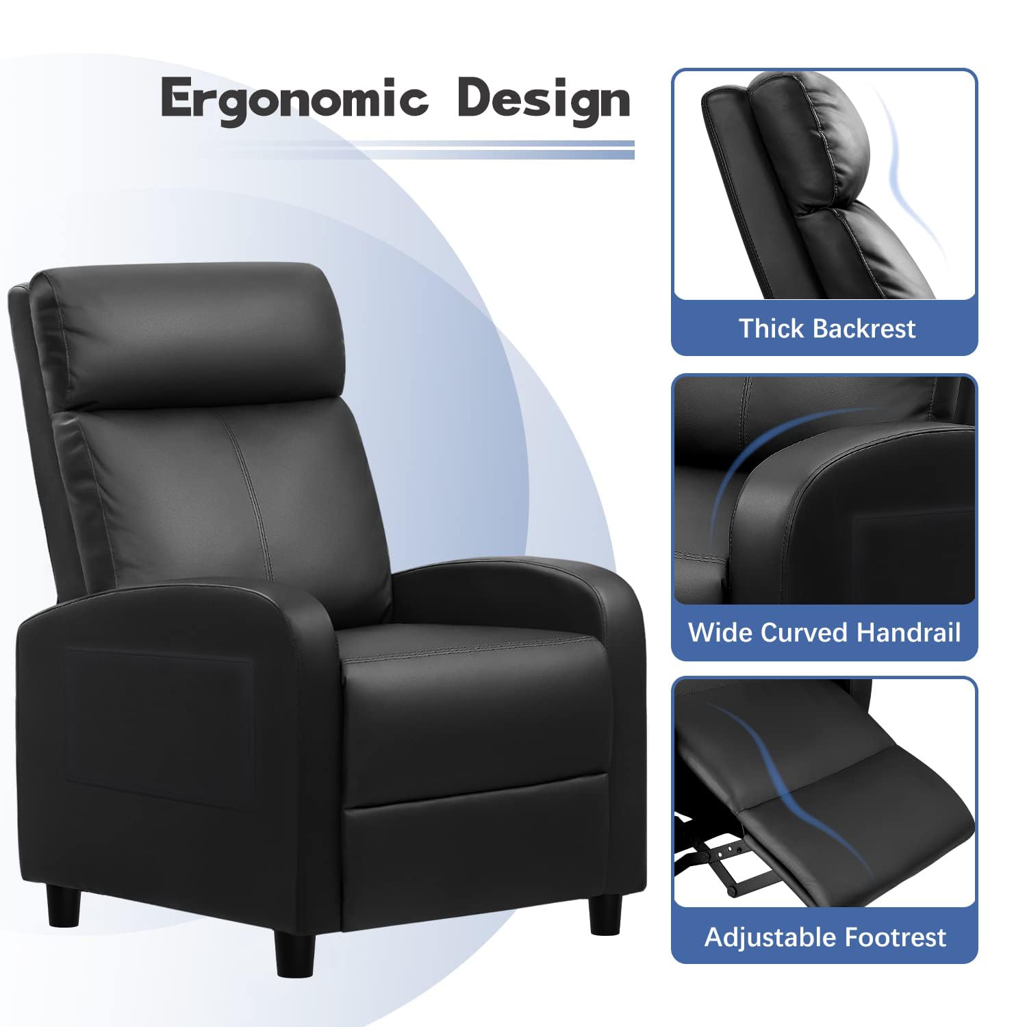 Massage Recliner Chair with Adjustable Footrest