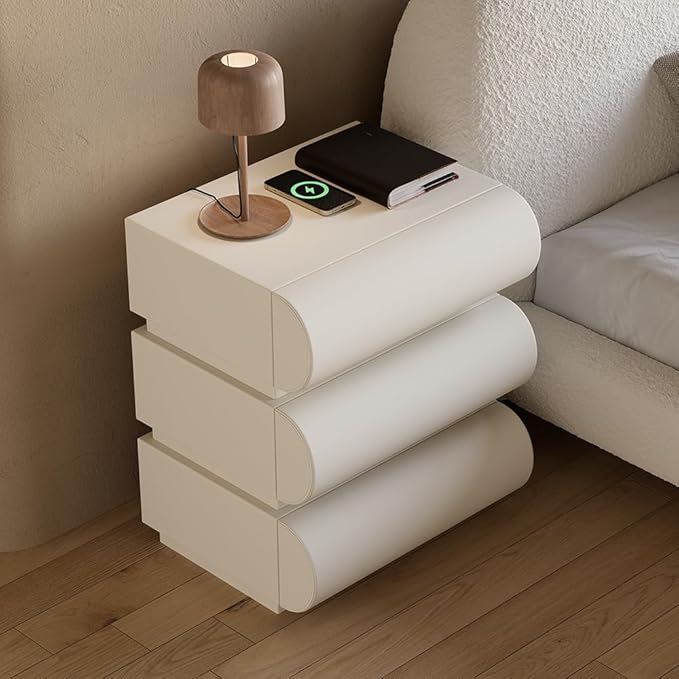 Smart Nightstand with Wireless Charging and 3 Drawers