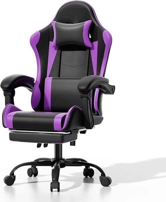 Ergonomic Gaming Chair with Footrest and Lumbar Support
