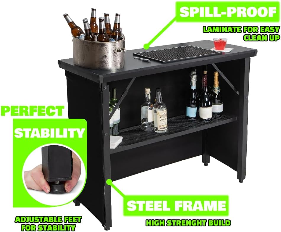 Portable Bar Station with Black Skirt