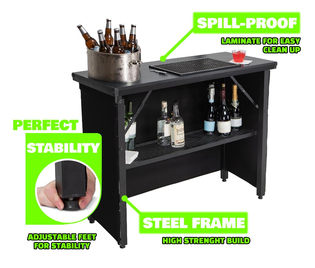 Portable Bar Station with Black Skirt