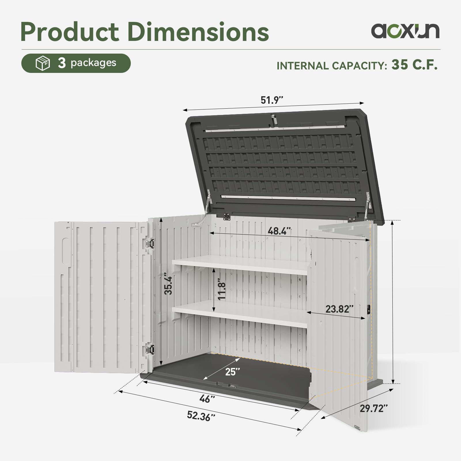 White Outdoor Storage Cabinet with 2 Shelves