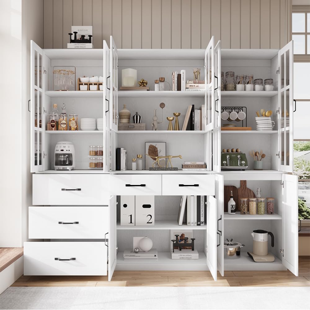 5-Tier Bookcase with Glass Door and 3 Drawers
