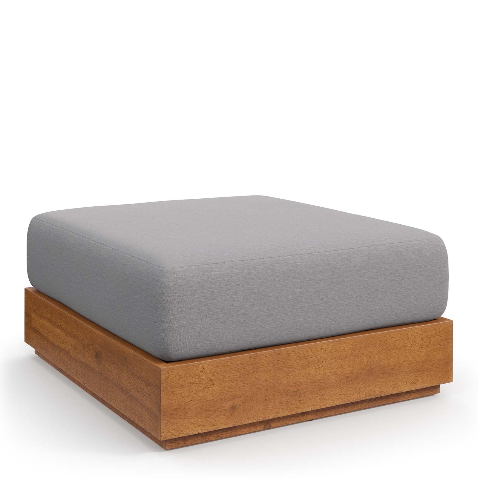 Acacia Wood Outdoor Ottoman Natural Light Gray