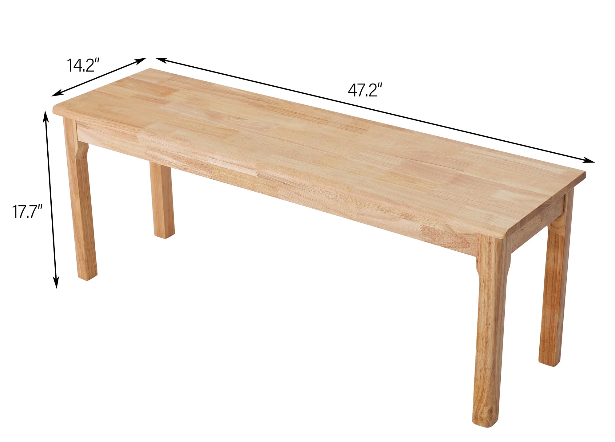 Solid Oak Wood Bench for Entryway and Dining