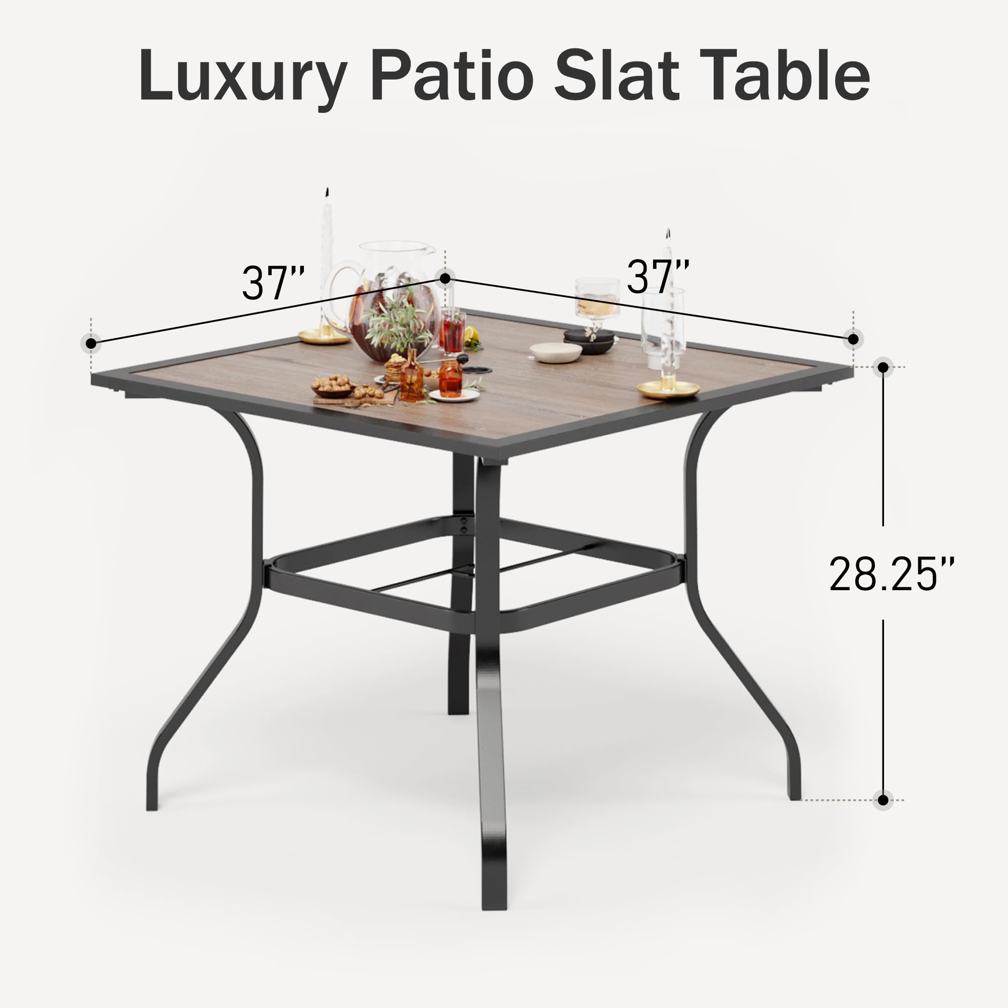 37" Square Patio Dining Table with Umbrella Hole
