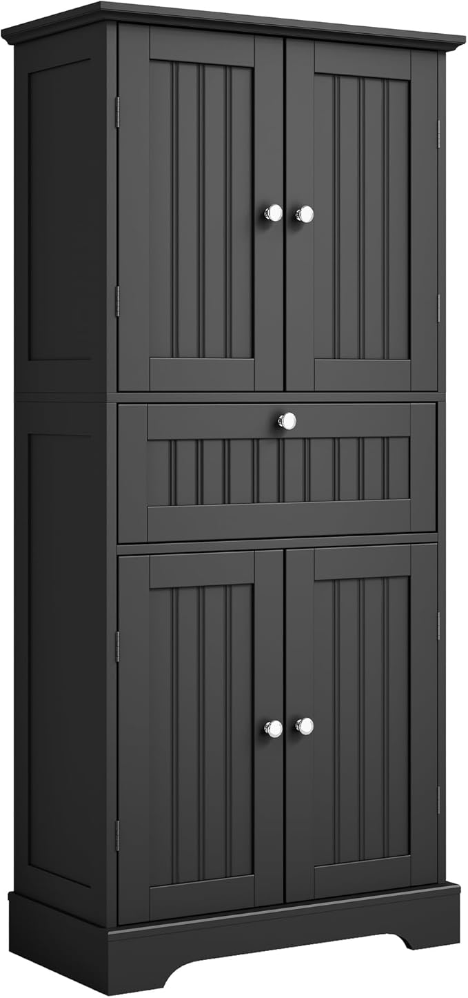 51" Tall Bathroom Floor Cabinet with Drawer and Adjustable Shelves