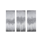 Hand Painted Canvas Wall Art - Abstract Grey Glitter 3 Piece Set