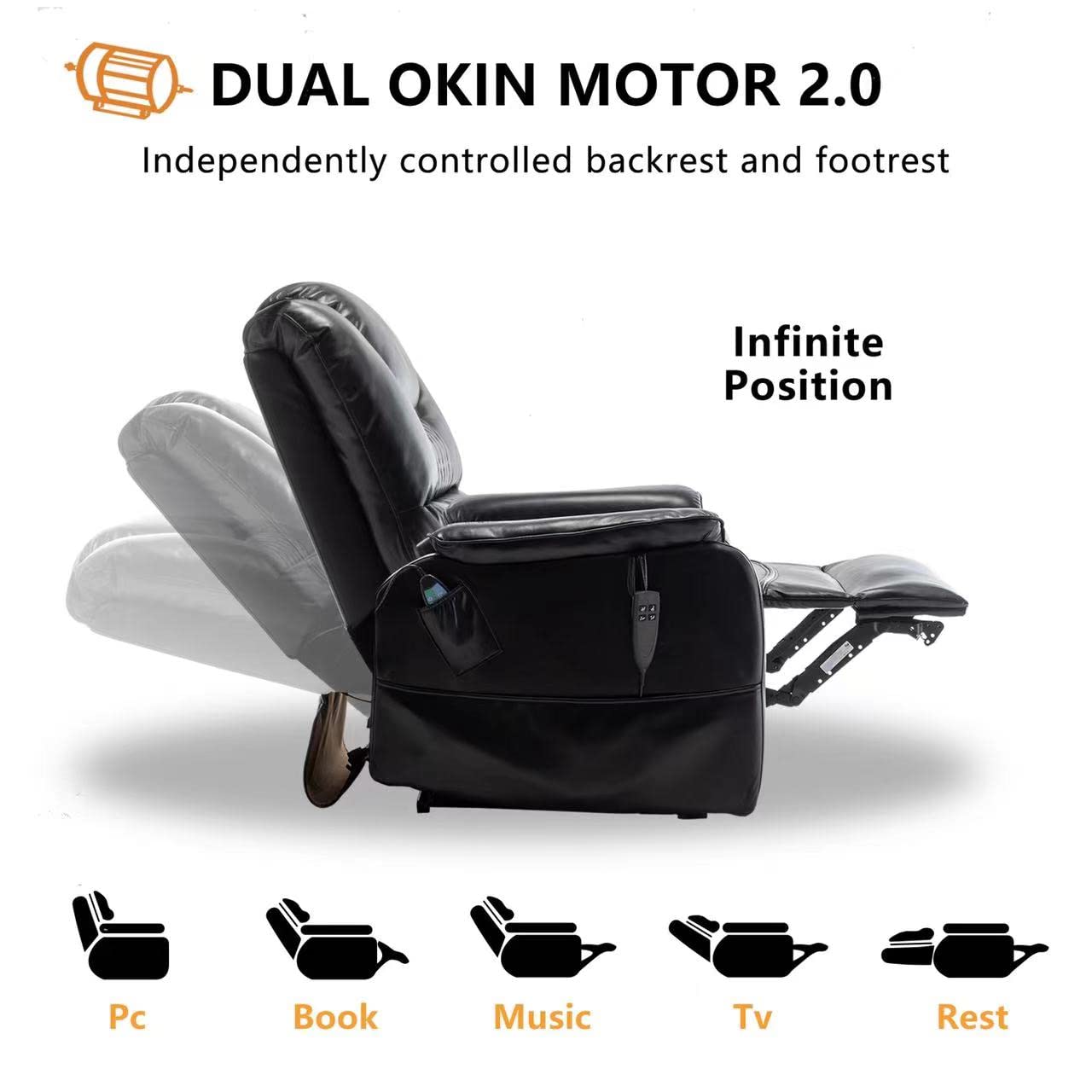 Dual Motor Lift Chair with Massage and Heat - 400lbs Capacity