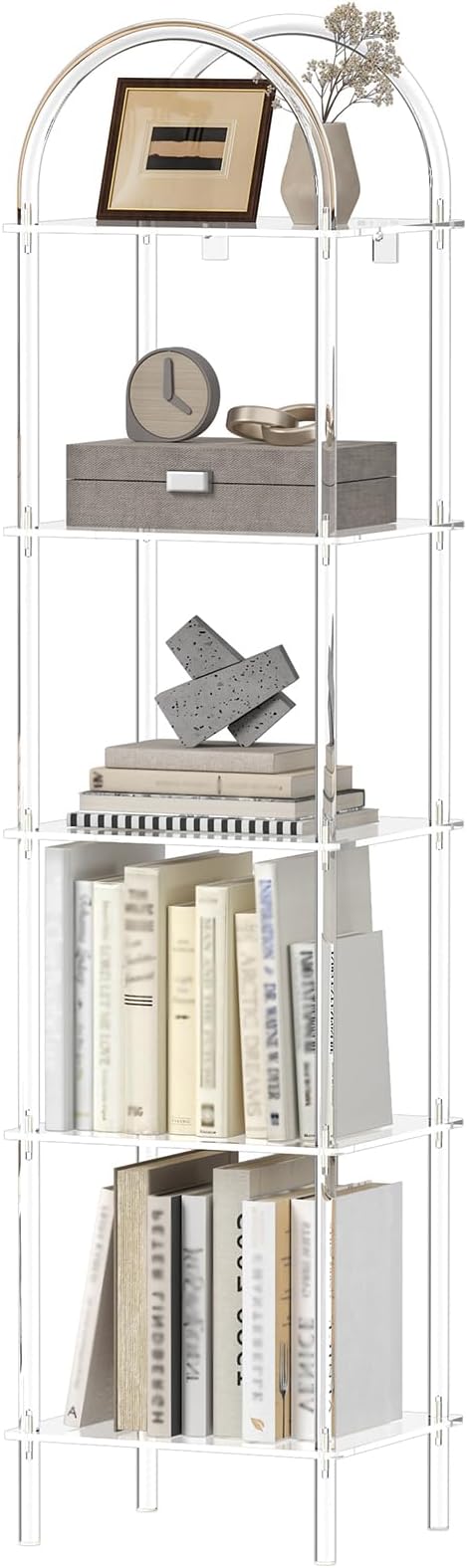 6-Tier Acrylic Arched Bookcase Clear