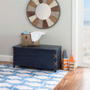 Modern Wood Rope Cedar Lined Storage Chest in Blue