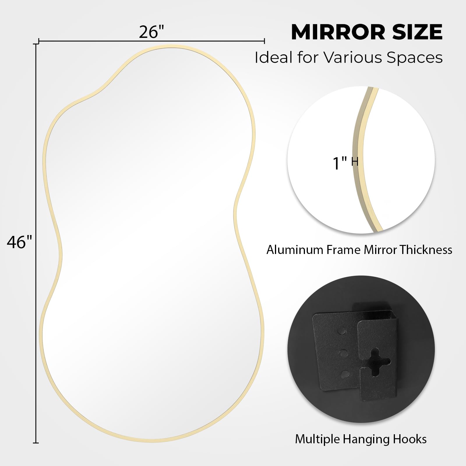 Gold Irregular Wall Mirror with Aluminum Frame