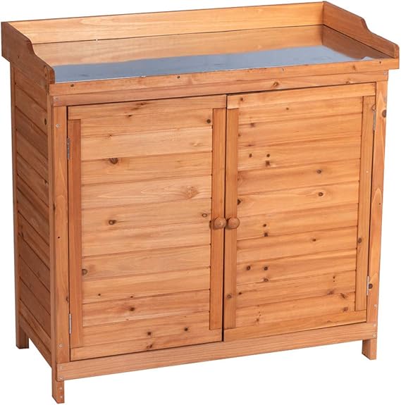 Wooden Outdoor Storage Cabinet with Potting Bench