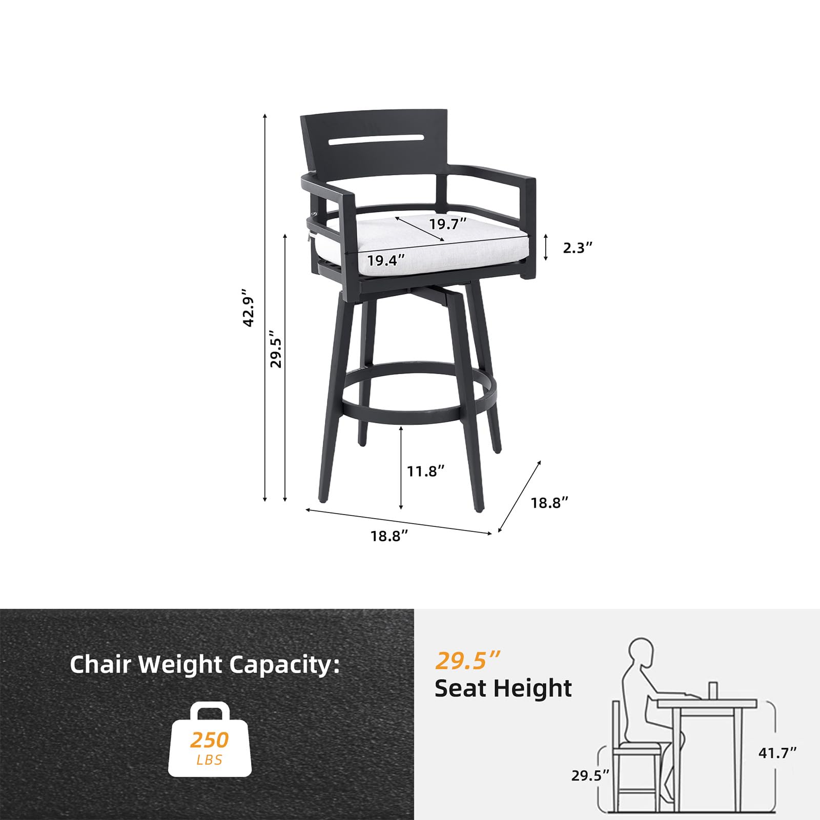 Swivel Outdoor Bar Stools Set of 2