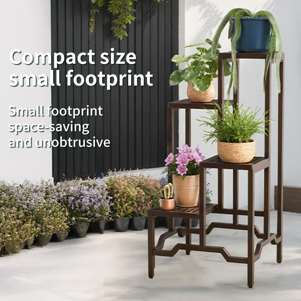 4-Tier Aluminum Plant Stand - Indoor Outdoor Flower Rack