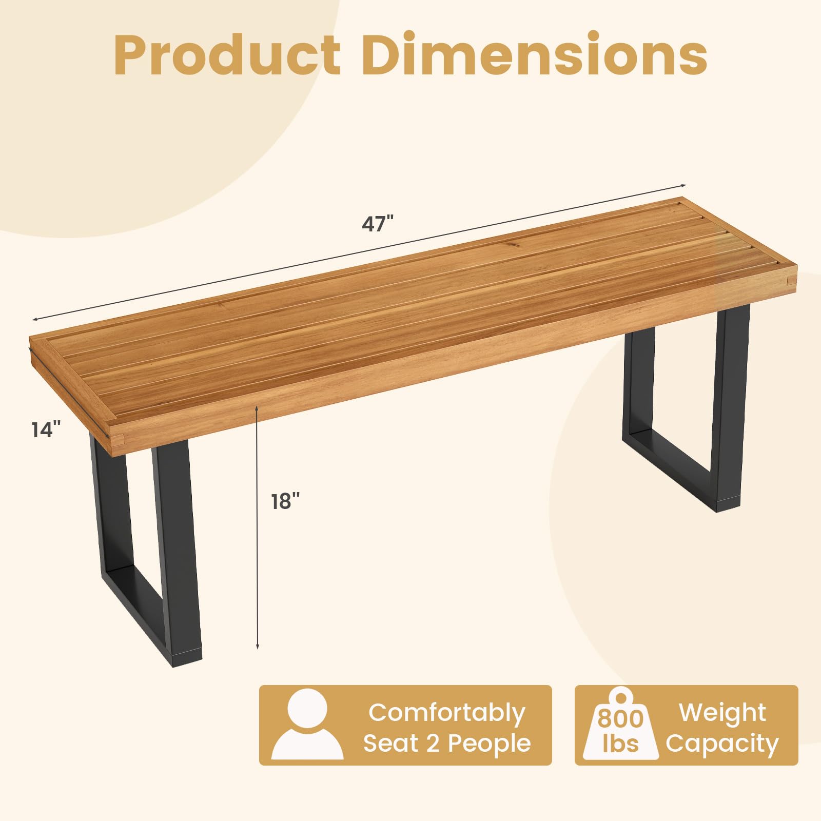 Acacia Wood Outdoor Dining Bench 48 Inch