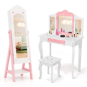 Kids Vanity Table with Jewelry Cabinet