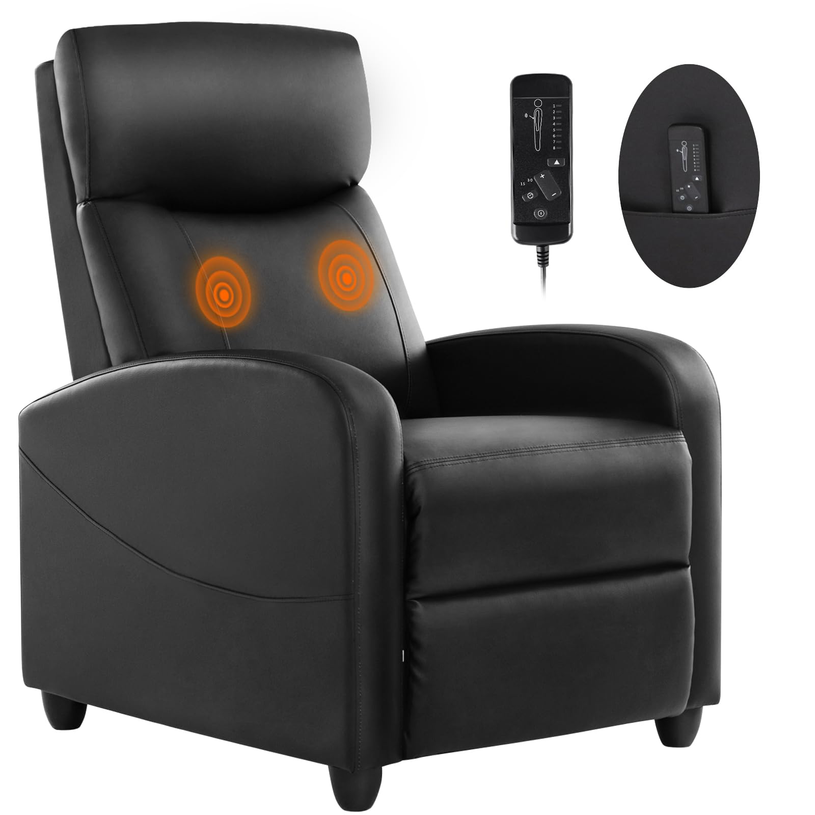 Massage Recliner Chair with Adjustable Positions and Lumbar Support