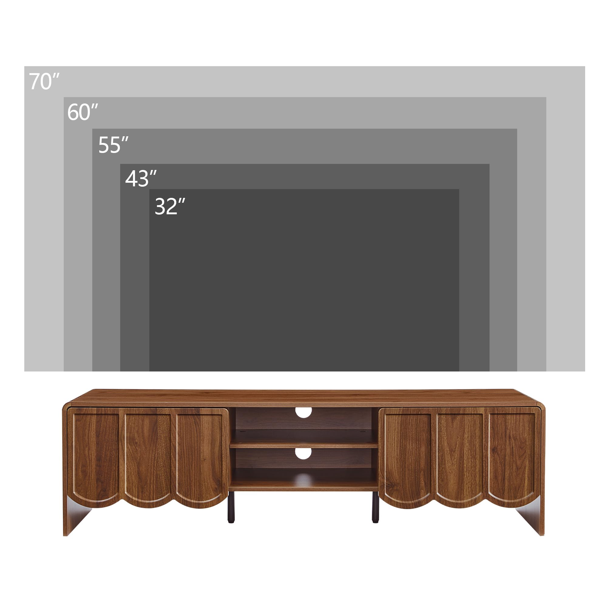 63" TV Stand Wave Panel Entertainment Center