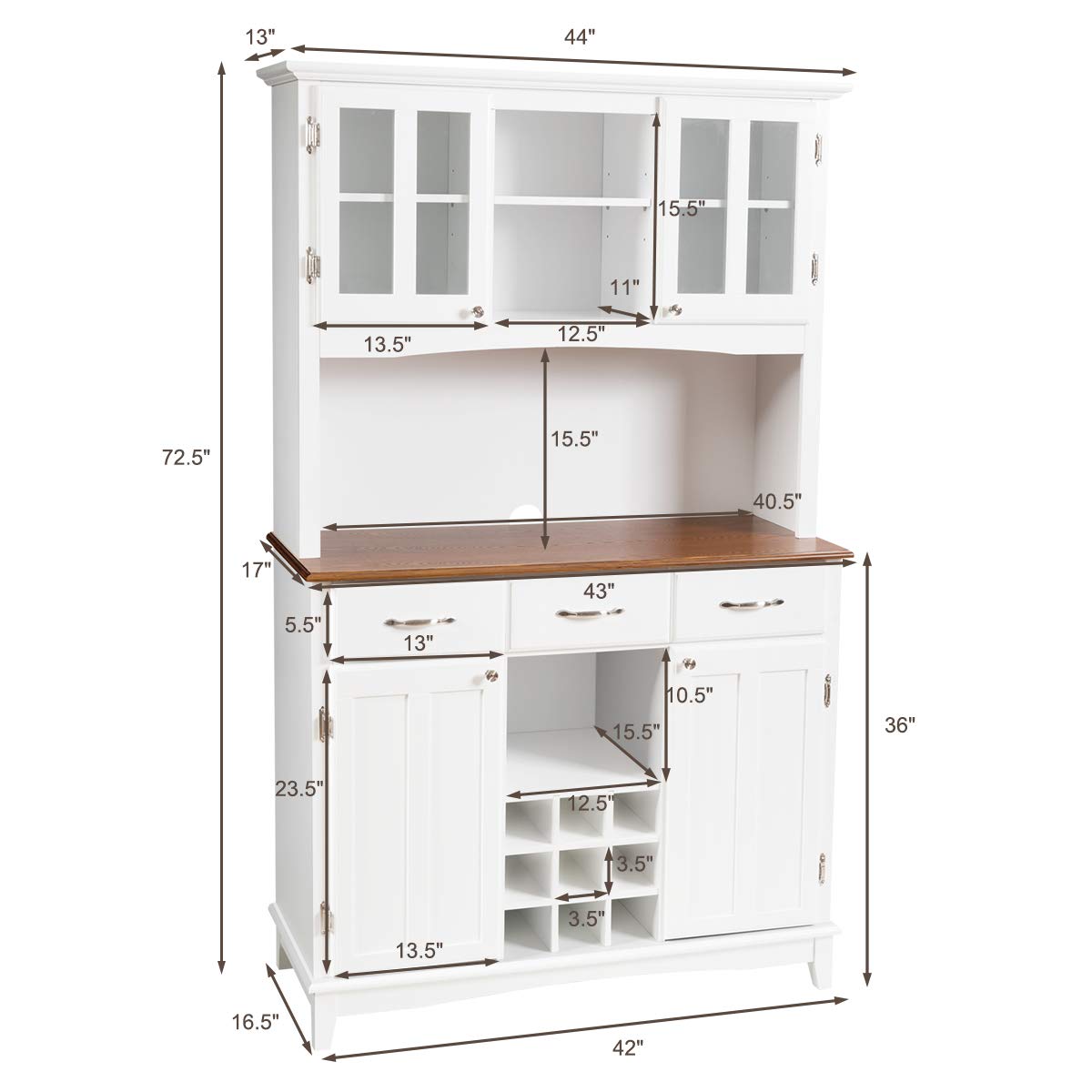 Buffet Hutch Cabinet with Wine Storage