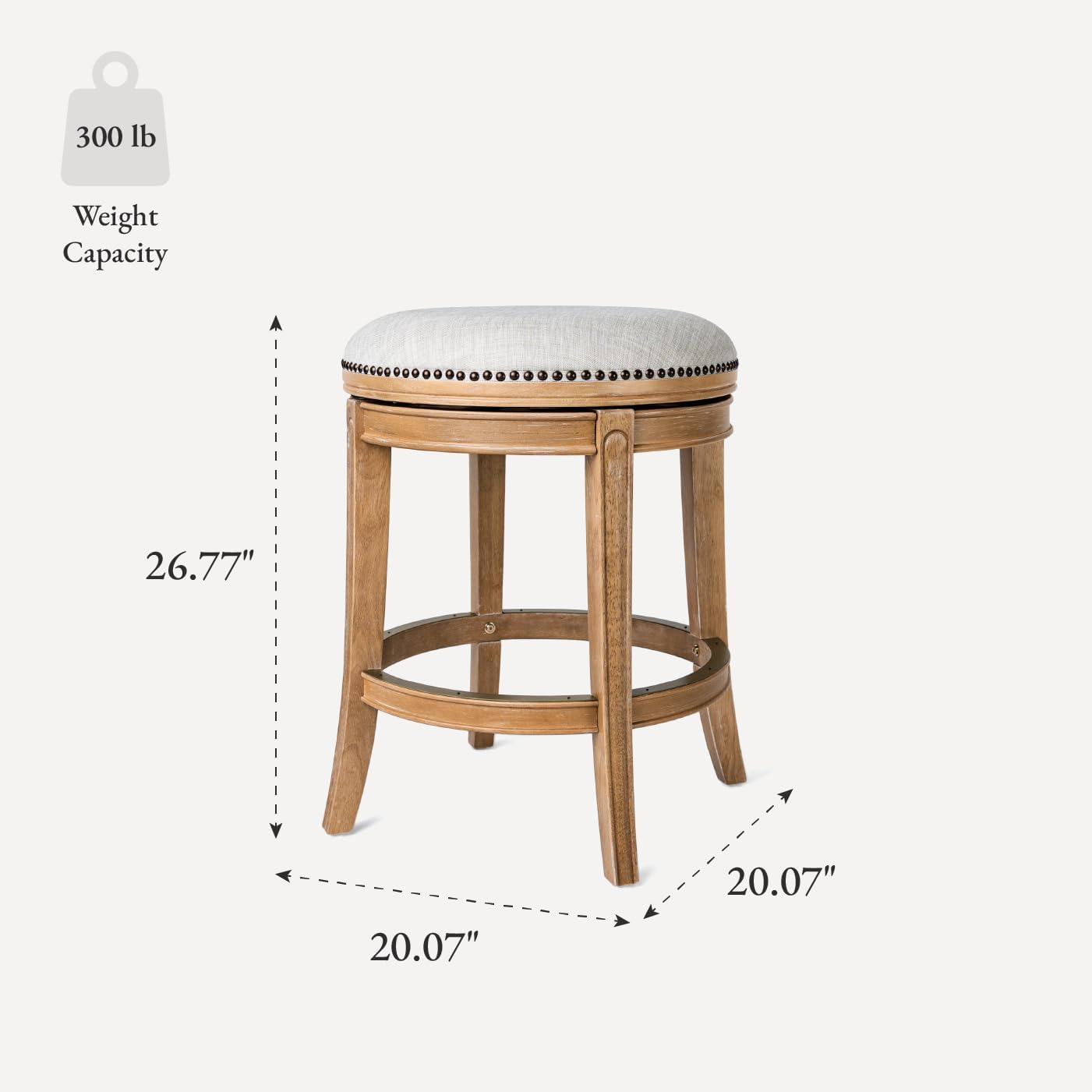 Alexander Backless Counter Stool with 180° Swivel and Footrest