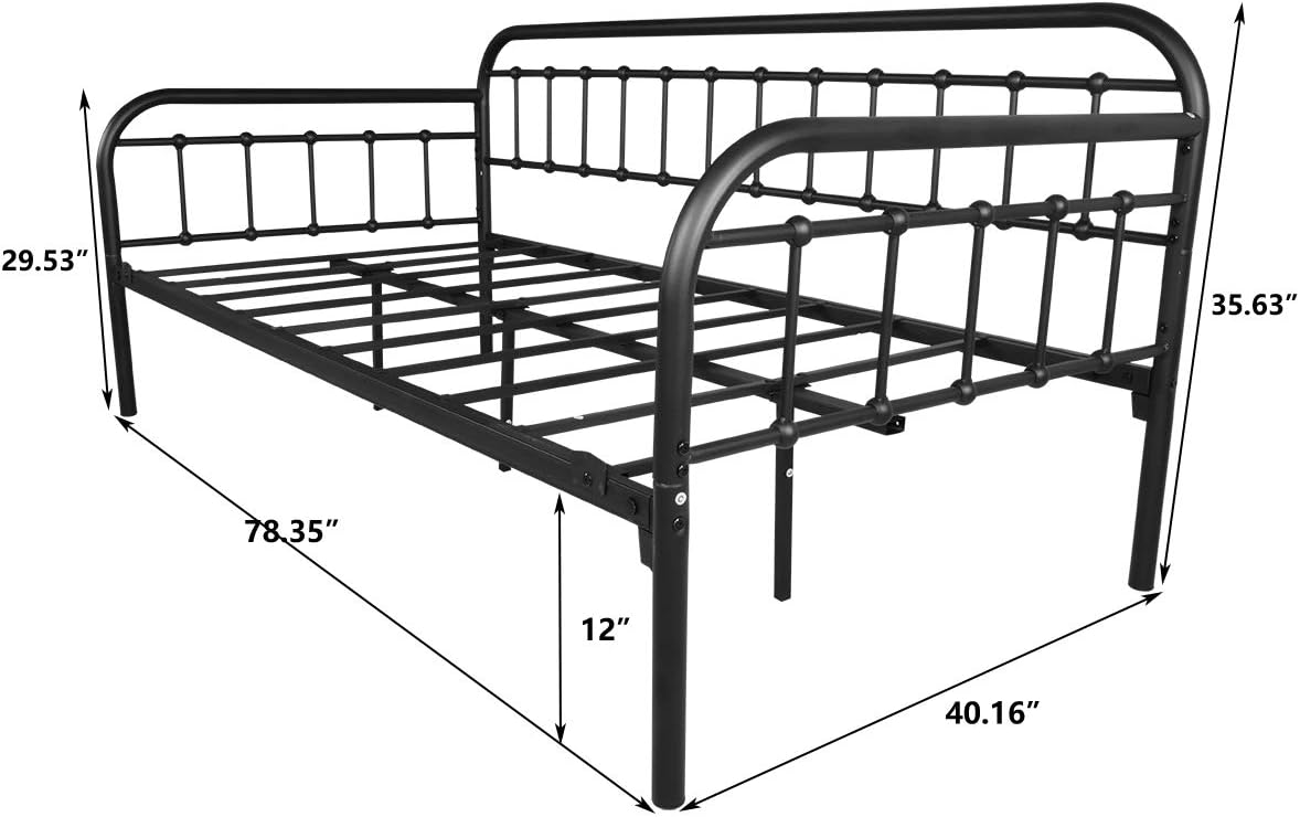 Metal Daybed Frame with Heavy Duty Slats - Twin