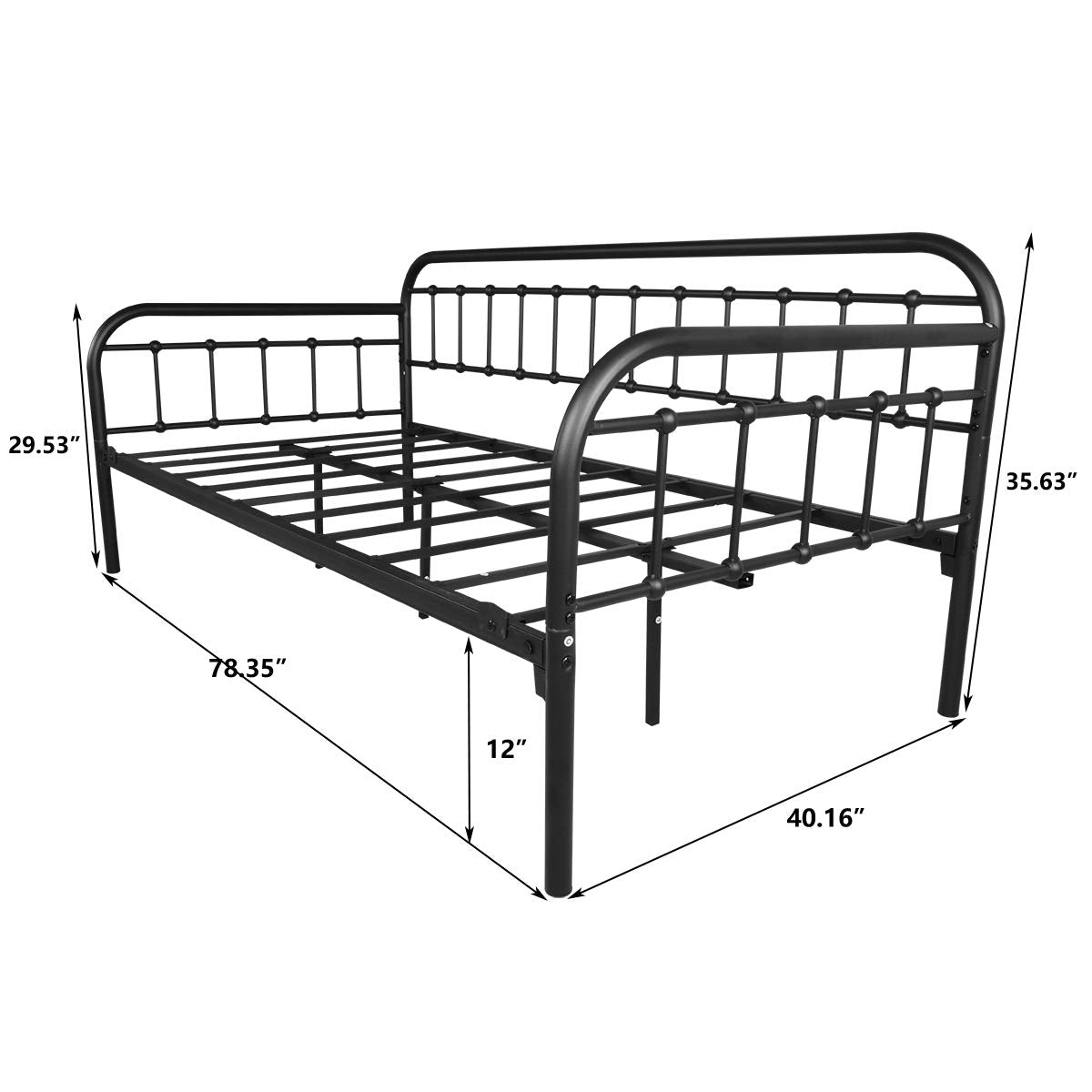 Metal Daybed Frame with Heavy Duty Slats - Twin
