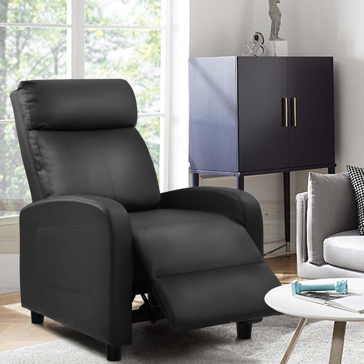 Devoko Massage Recliner Chair Home Theater Seating Pu Leather Modern Living Room Chair Furniture with Padded Cushion Reclining Sofa Chairs (Black)
