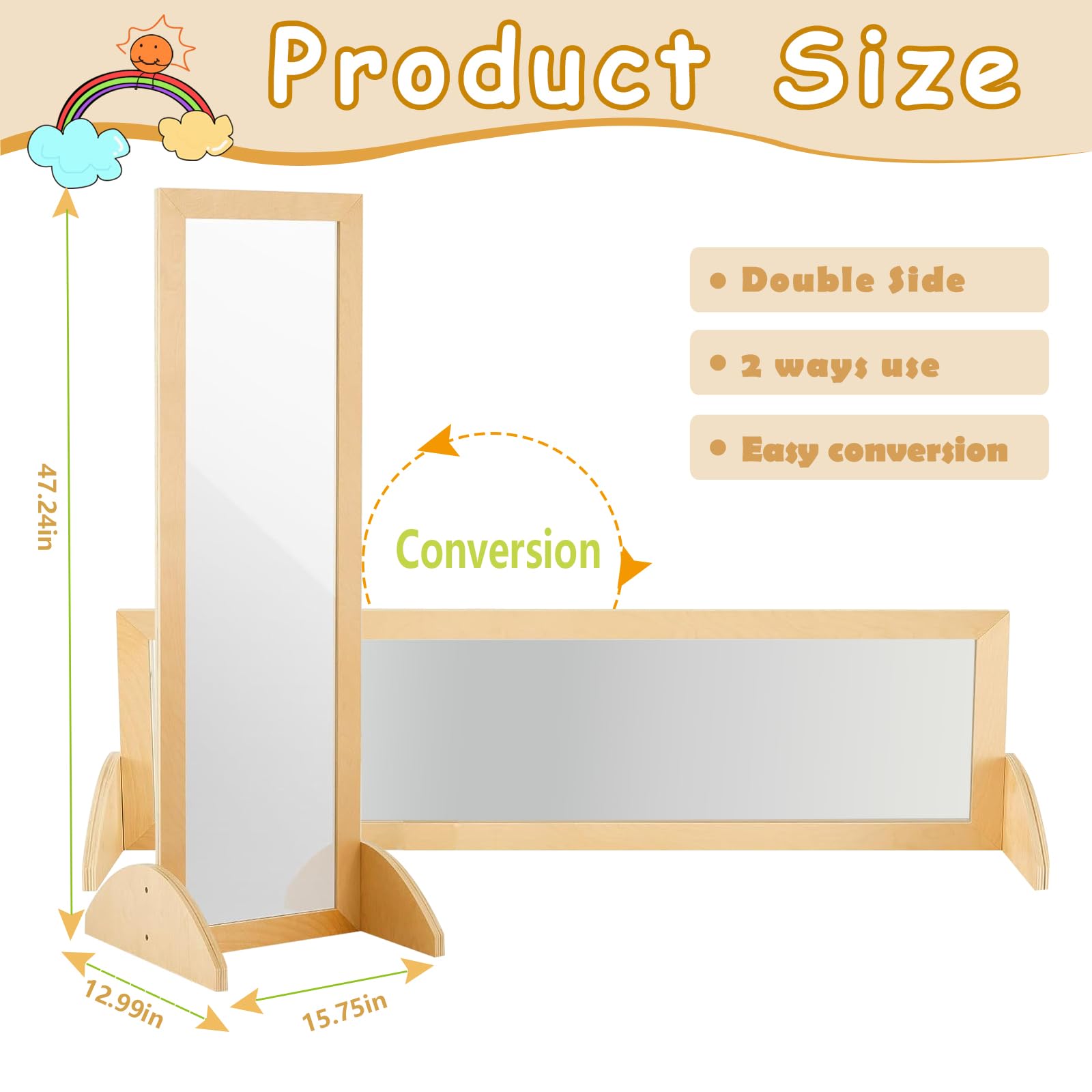 Montessori Coordination Mirror with Pull-Up Bar