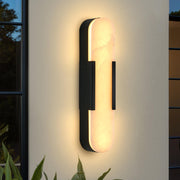 Natural Marble Wall Sconce 19.7" Black LED Outdoor