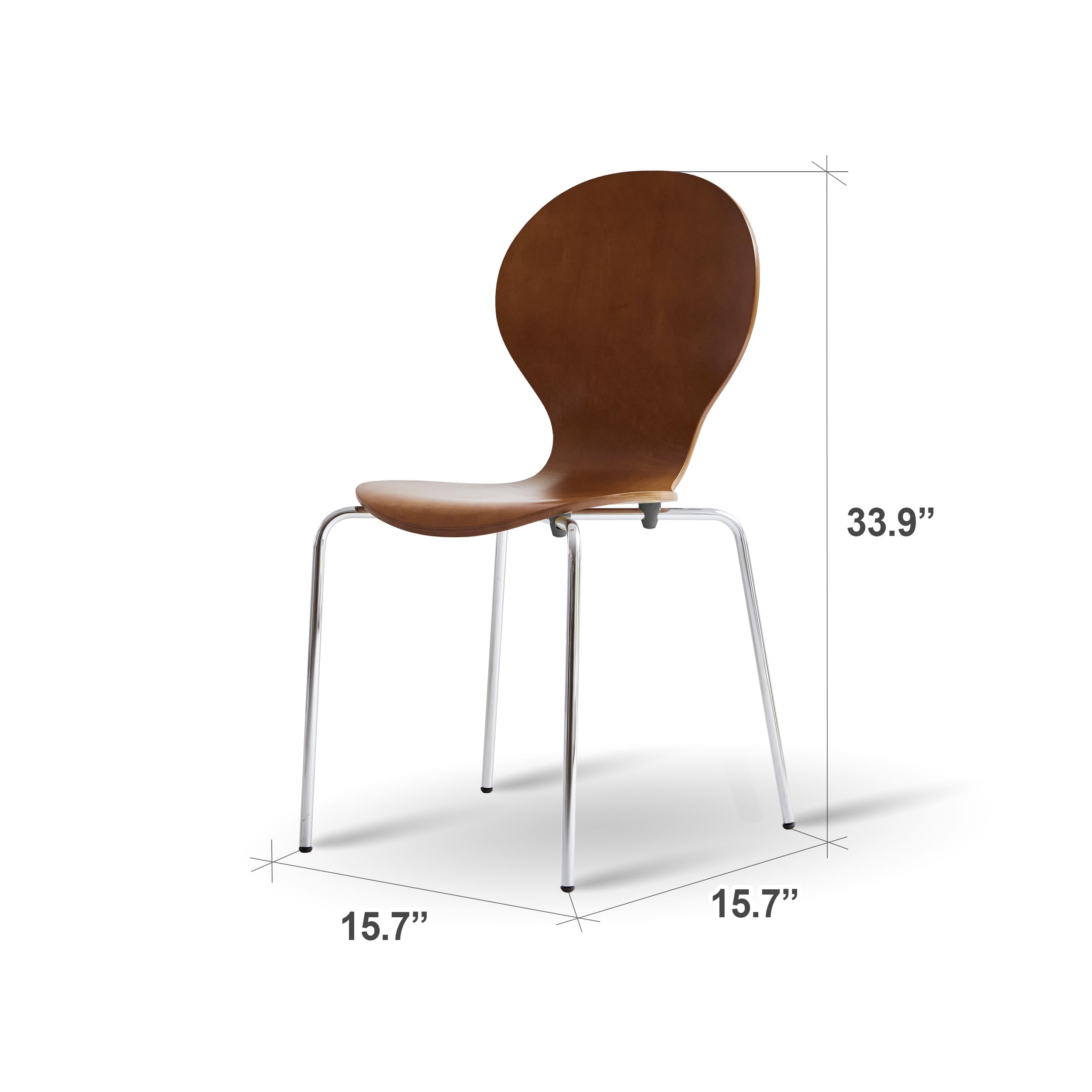 Mid-Century Modern Wooden Dining Chairs Set of 2