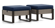 Outdoor Patio PE Rattan Ottomans with Removable Cushions