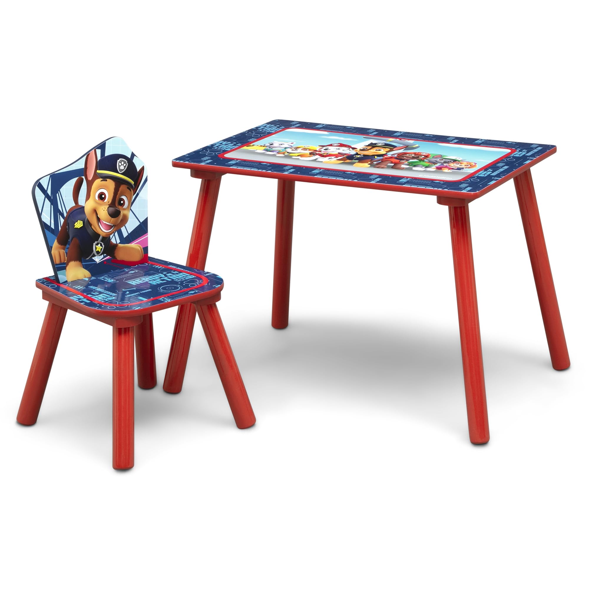4-Piece Toddler Bedroom Set with Bed, Table, Chair and Toy Box