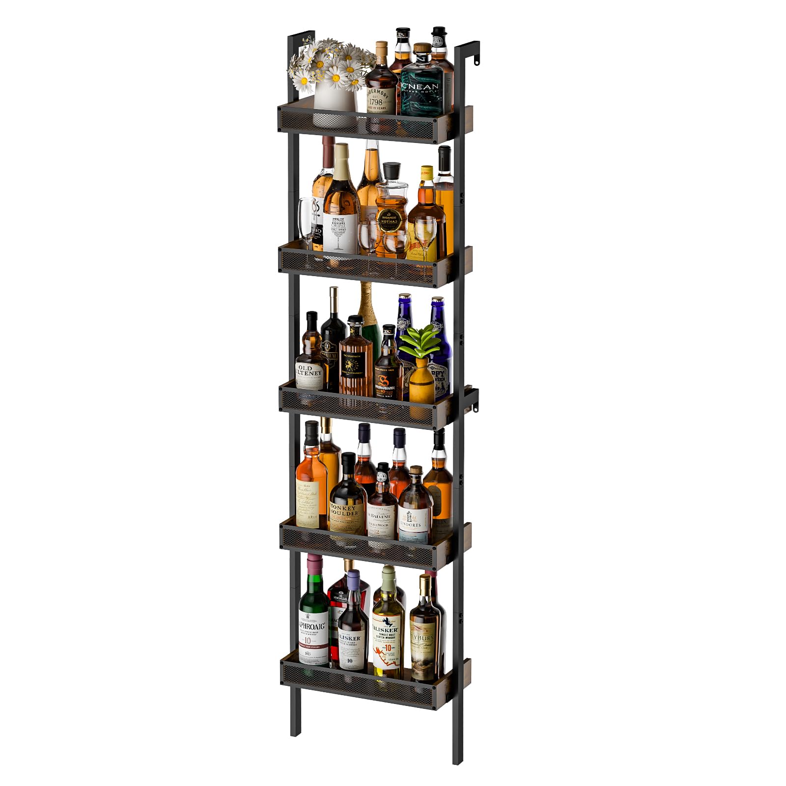 5-Tier Wall Mounted Wine Rack - 50 Bottles