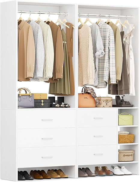Closet System with 6 Drawers and Hanging Rods