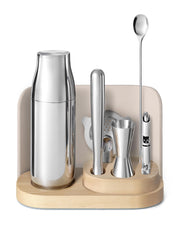 9-Piece Complete Bar Set - Cocktail Shaker, Jigger, Muddler, Wine Key & Organizer