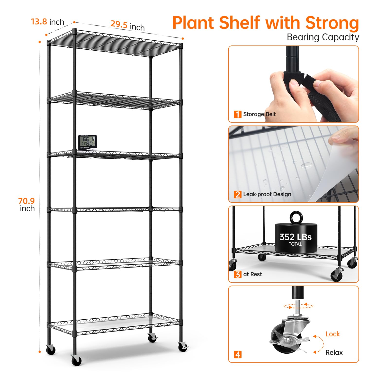 6-Tier Indoor Greenhouse with Grow Lights