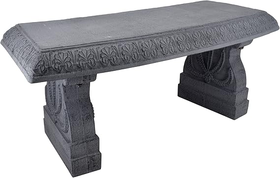 Fiberclay Garden Bench with Floral Engravings