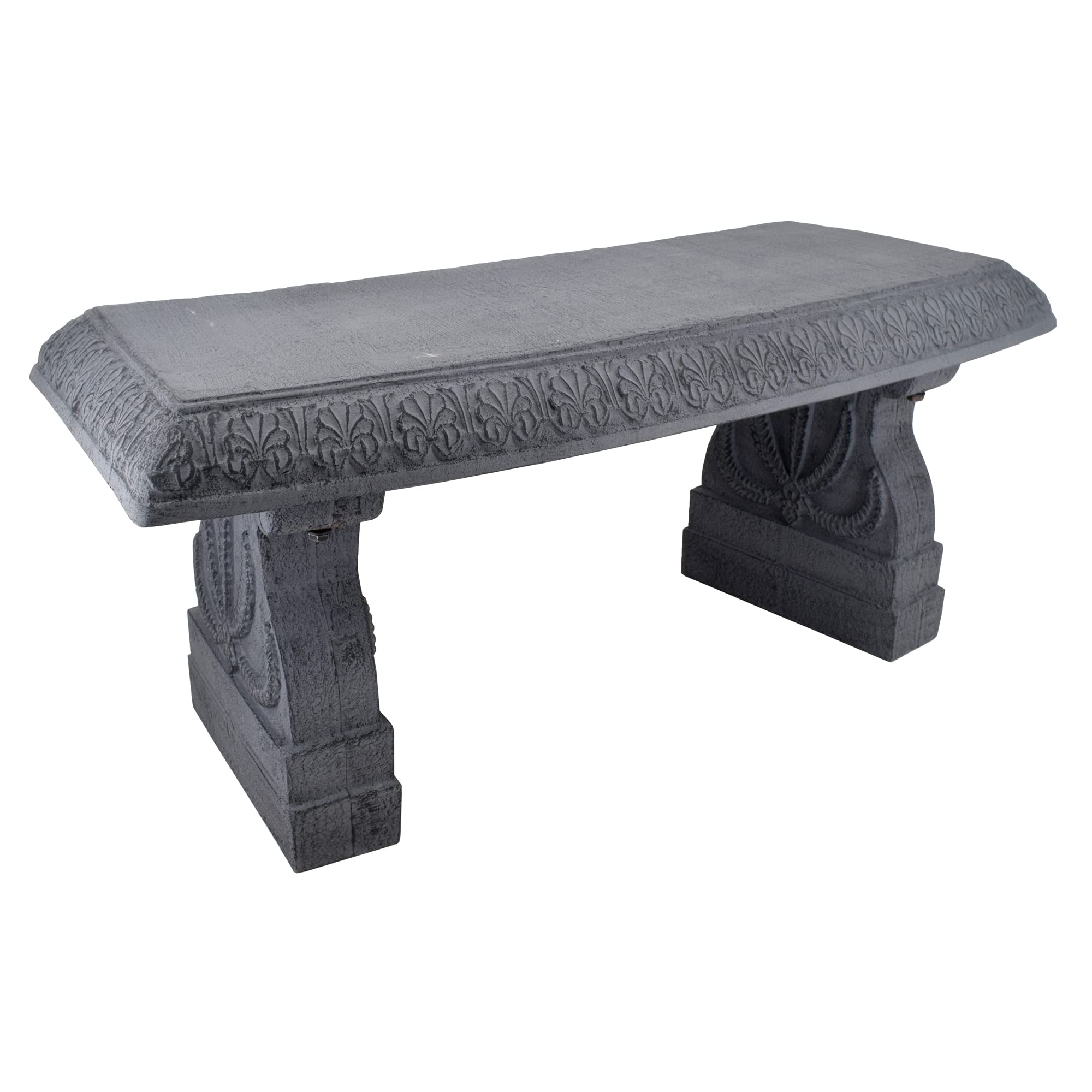 Fiberclay Garden Bench with Floral Engravings
