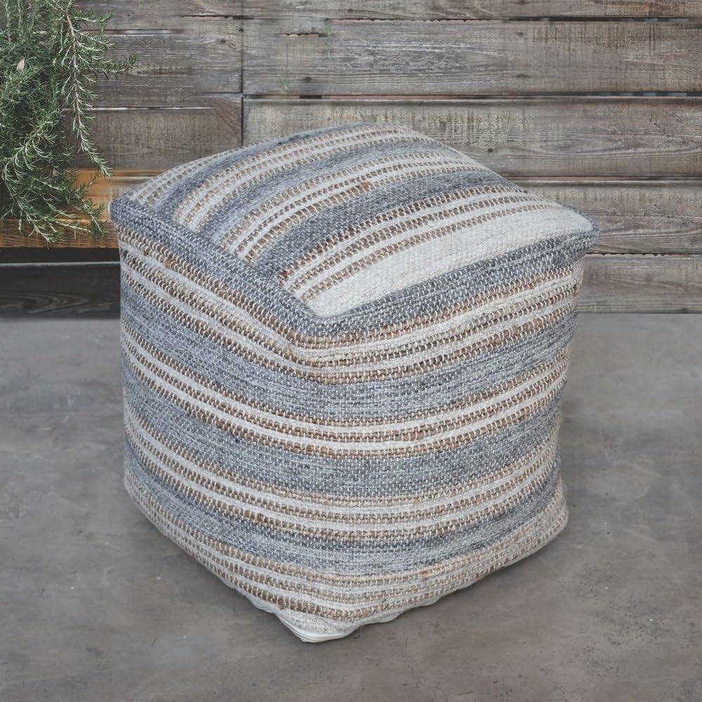 18" Square Wool Pouf Ottoman