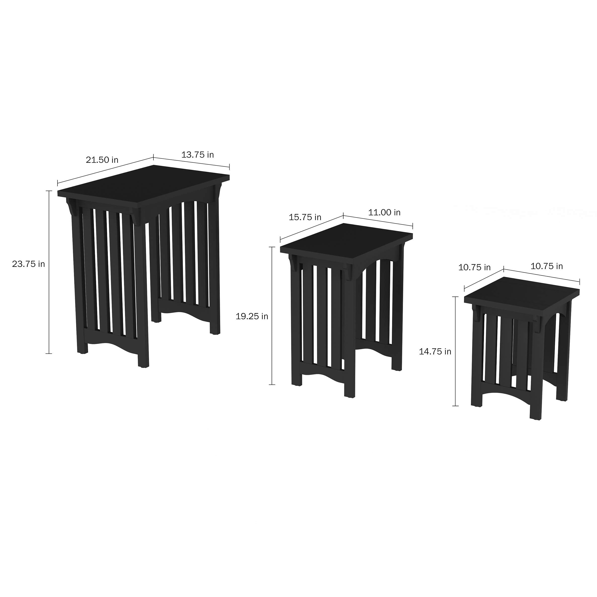 Nesting Tables Set of 3 Black Mid-Century Modern