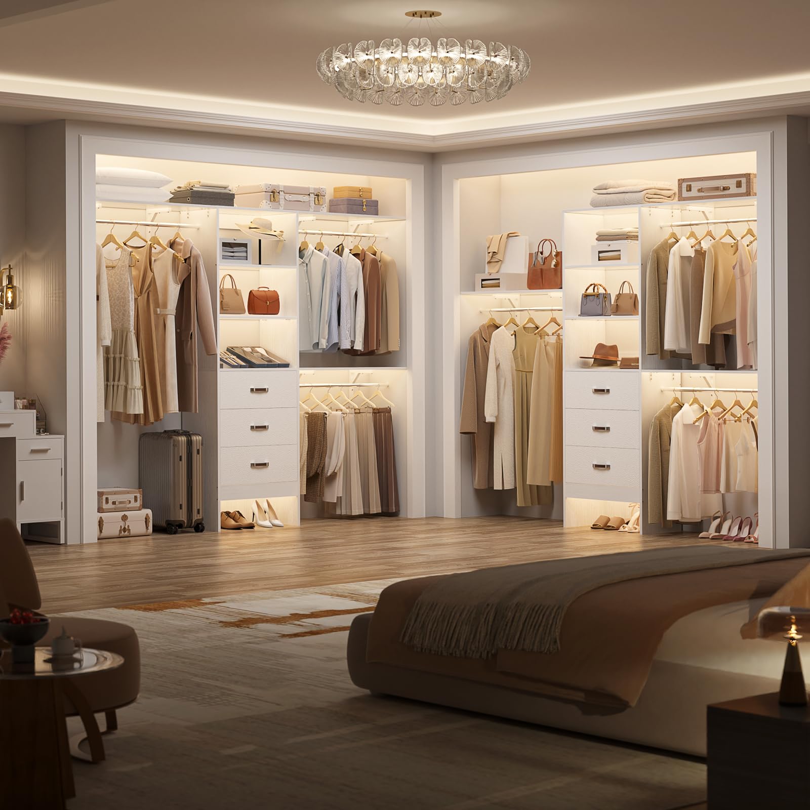 8FT Wood Closet Organizer System with Drawer